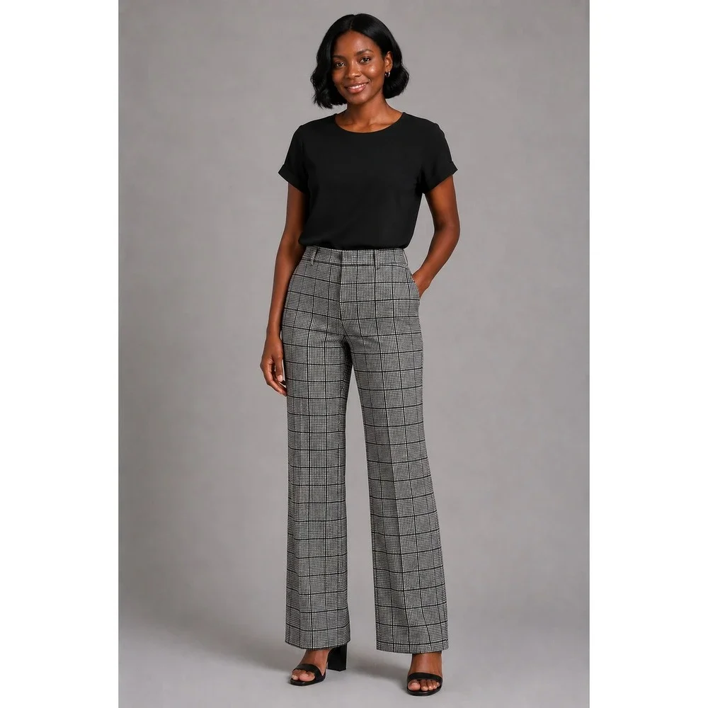 Kasper Women 8 Houndstooth Dress Pants Straight Leg Stretch Professional Trouser
